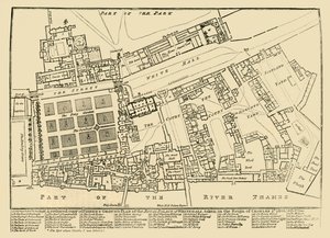 Eine reduzierte Kopie von Fishers Grundriss des Königspalastes von Whitehall, 1680, 1881 von Unbekannt