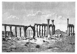 Eine zerstörte Kolonnade in Palmyra Tadmur, Syrien, 1895 von Unbekannt