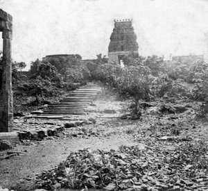 Ein zerstörter Tempel in der Nähe von Madras, Indien, 1874