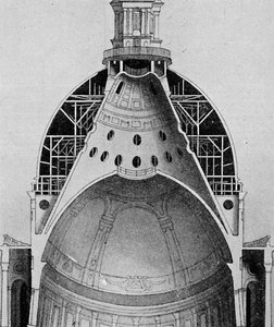 Ein Schnittzeichnung der großen Kuppel von Sir Christopher Wren, ca. 1934 von Unbekannt