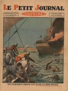 Ein Schiff fängt Feuer im Roten Meer, 1930