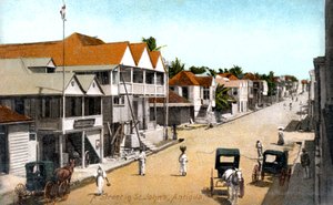 Eine Straße in St. Johns, Antigua, ca. 1900er