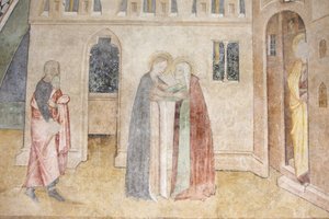 Fresko in der Abtei Abondance: Die Heimsuchung, Abondance, Frankreich