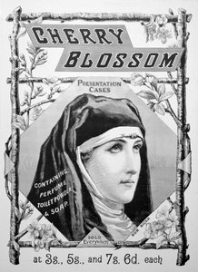 Werbung für Cherry Blossom Toilettenartikel, 1893