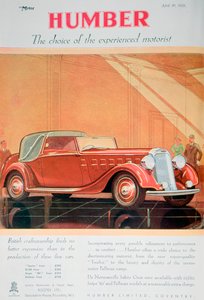 Werbung für Humber-Autos, 1935