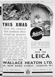 Werbung für Leica-Kameras verkauft von Wallace Heaton Ltd, New Bond Street, London, 1933 von Unbekannt
