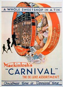 Werbung für Mackintoshs Karneval-Toffee-Sortimente, 1930