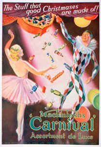 Werbung für Mackintoshs Karneval-Toffee-Sortimente, 1935