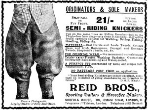 Anzeige für Reid Bros, Sportbekleidung & Breeches Hersteller von Unbekannt