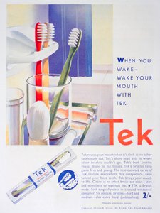 Werbung für Tek-Zahnbürsten, von Johnson und Johnson von Unbekannt