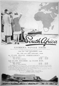 Werbung für Winterreisen nach Südafrika, 1928 von Unbekannt