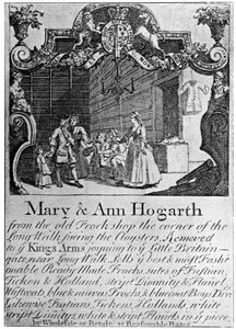 Werbung für Mary und Ann Hogarths Tuchladen, frühes bis mittleres 18. Jahrhundert, 1901 von Unbekannt