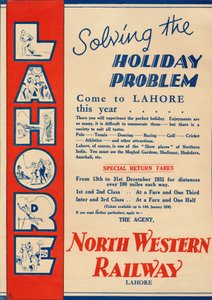 Werbung für die North Western Railway zur Förderung von Reisen nach Lahore, 1936