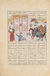 Alexander richtet Janusiyar und Mahiyar hin, die Mörder von Darius, Folio aus..., AH 887AD 1482
