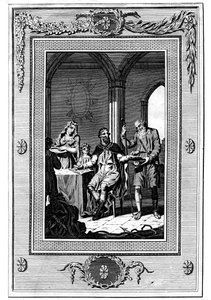 Alfred der Große teilt sein Brot mit einem armen Pilger, 9. Jahrhundert, 1772 von Unbekannt