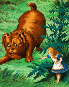 Alice trifft auf einen sehr großen Welpen, um 1900