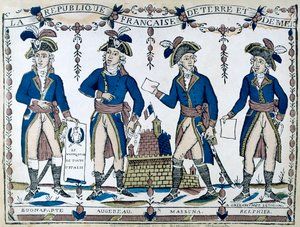 Allegorien von Bonaparte, Augereau, Massina, Berphier, Frankreich, 1789