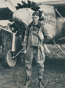 Amerikanischer Flieger Charles Lindbergh und sein Flugzeug, Spirit of St. Louis, ca. 1927 ca. 1937