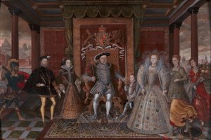 Eine Allegorie der Tudor-Nachfolge: Die Familie von Heinrich VIII., ca. 1590 von Unbekannt