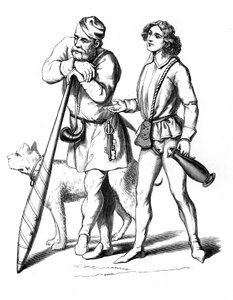Ein englischer Torwächter 1480 und Hausdiener 1475, 15. Jahrhundert