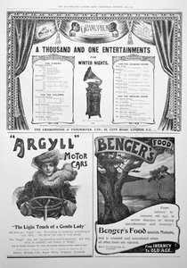 Eine Werbeseite in den Illustrated London News, Weihnachten, 1905
