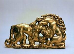 Kämpfende Tiere Gürtel Schnalle, 7. Jahrhundert v. Chr.