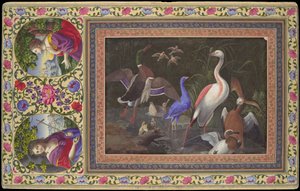 Wasservögel an einem Teich, Folio aus dem Davis-Album, 18. Jahrhundert