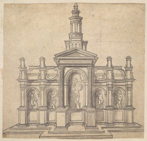 Architektonisch geformtes Tabernakel mit einem Heiligen und vier Putti, ca. 1530-49 von Unbekannt