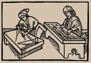 Arithmetik und Geometrie. Aus Speculum Vitae Humanae von Rodericus Zamorensis, 1479 von Unbekannt