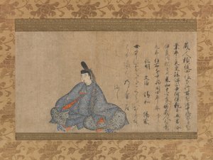 Ariwara Narihira 825-880... Fujifusa-Version der Sechsunddreißig Unsterblichen Dichter, 1. Hälfte des 15. Jahrhunderts
