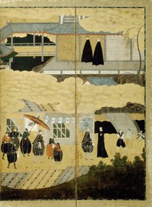 Ankunft eines portugiesischen Schiffes. Nanban-Bildschirm. Detail: Japanische Christen von Unbekannt