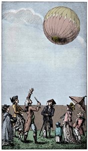 Aufstieg eines Montgolfière-Ballons, späte 18. Jahrhundert, 1910