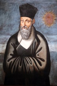 Asian Civilisations Museum. Christentum in Asien: Heilige Kunst und visueller Glanz. Porträt von Matteo Ricci (Ein italienischer Jesuit, der den Großteil seines Lebens damit verbrachte, das Christentum nach China zu bringen). Emmanuele Pereira (You Wenhui) von Unbekannt