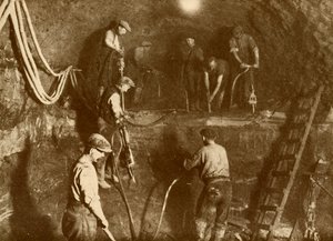 Bei der Arbeit am neuen Mersey-Tunnel, ca. 1930