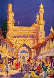 Am Char Minar in Hyderabad, um 1948