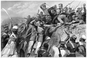 Angriff der Meuterer auf die Redan-Batterie in Lucknow, 30. Juli 1857, um 1860 von Unbekannt