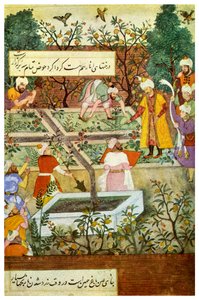 Babur beaufsichtigt im Garten der Treue