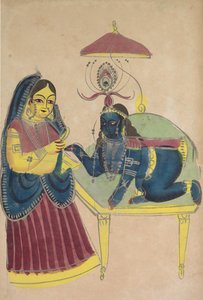 Baby Krishna bittet Yashoda um Butter, 1800er Jahre von Unbekannt
