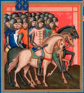 Gruppe von Kreuzfahrern bewaffnet und beritten, 15. Jahrhundert