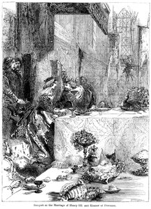 Bankett zur Hochzeit von König Heinrich III 1207-1272 und Eleonore von der Provence ca. 1223-1291, 1236