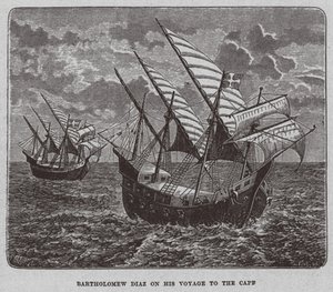 Bartholomew Diaz auf seiner Reise nach Südafrika, 1878 von Unbekannt