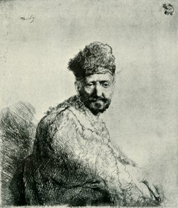 Bärtiger Mann in einer pelzbesetzten orientalischen Mütze und Robe: der Vater des Künstlers, 1631, 1906 von Unbekannt