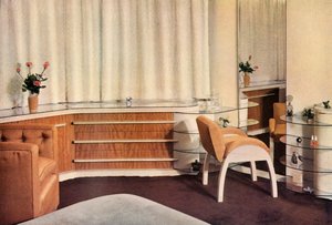 Schlafzimmer in Hampstead, London, entworfen von J. Duncan Miller für Mrs. Schneerson