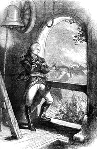 Benedict Arnold betrachtet die Zerstörung von New London, 1781 von Unbekannt