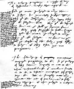 Bischof Latimers Argumente gegen die katholische Lehre des Fegefeuers mit Randnotizen von König Heinrich VIII., ca. 1538