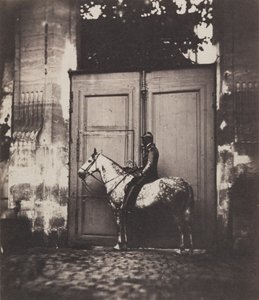 Schwarzer Reiter vor einer Tür, ca. 1855 von Unbekannt