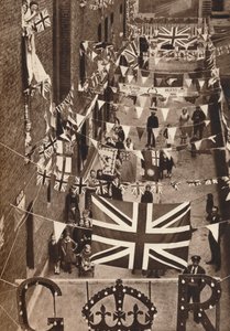 Blackfriars, London, dekoriert für die Krönung von König Georg VI., 1937