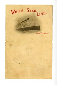 Leeres R.M.S Titanic Briefpapier [den Hurds von einem unbekannten Überlebenden gegeben], ca. 1912