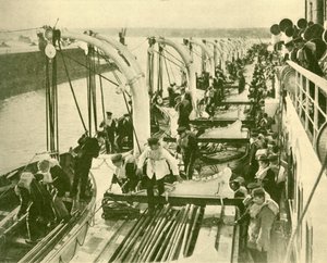 Bootsübung an Bord der Aquitania