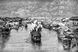 Boote am chinesischen Arroyo, nahe Saigon, Vietnam, 1895